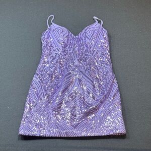 Purple Sequin Homecoming Dress